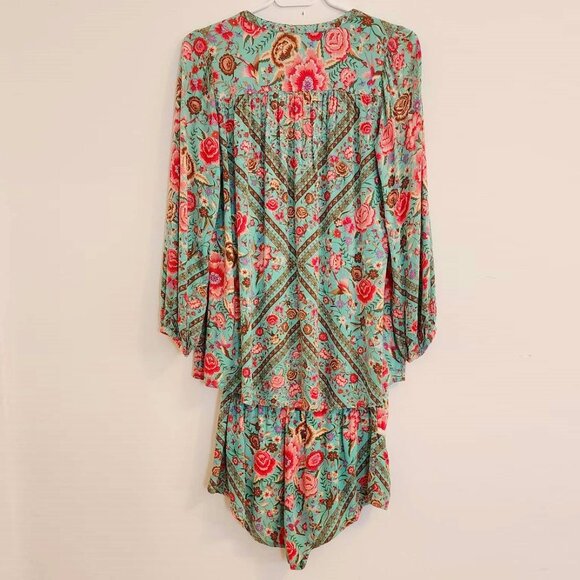 Spell & the Gypsy Collective Babushka Turquoise Blouse Shorts Set XS b179 - Picture 4 of 16